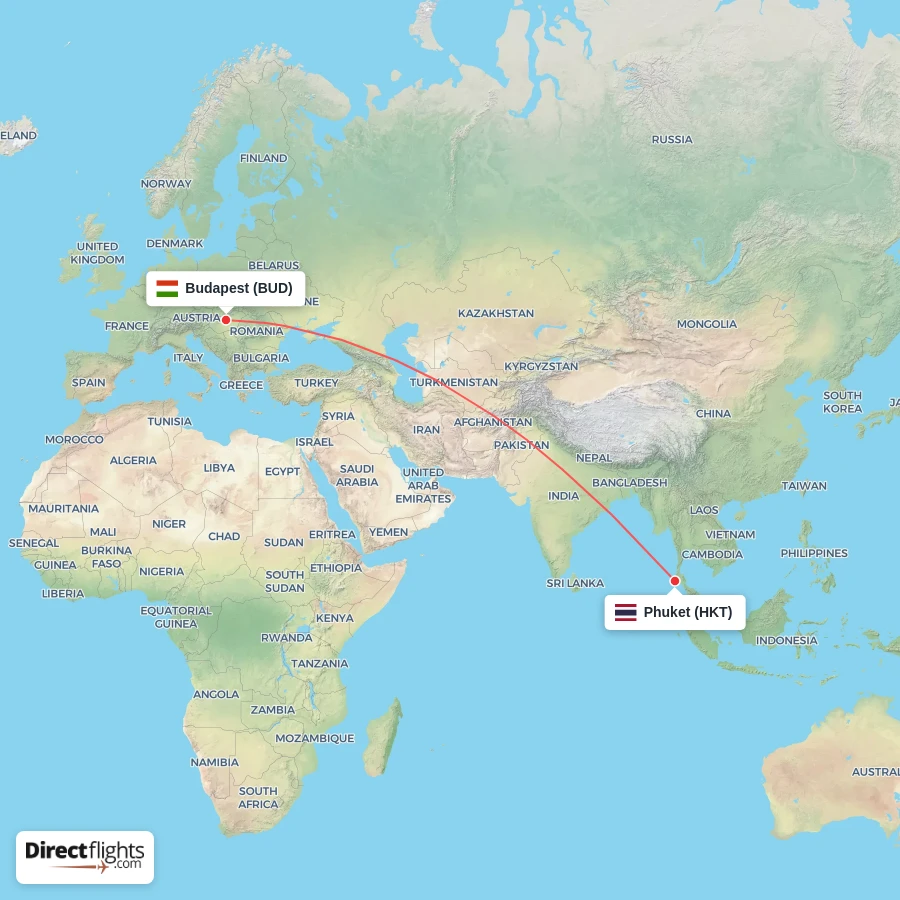 HKT - BUD route map