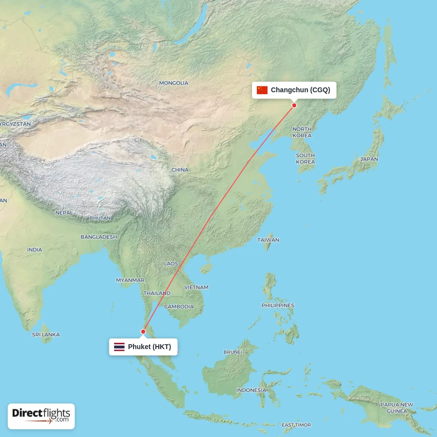 HKT - CGQ route map