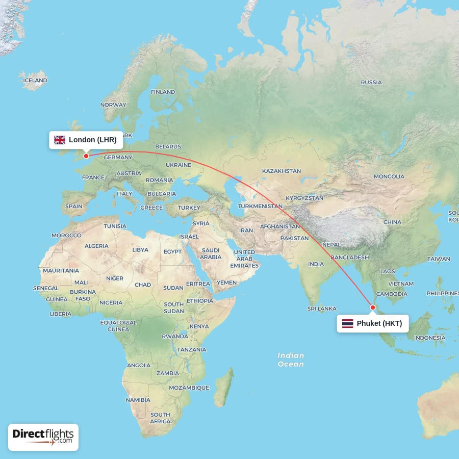 HKT - LHR route map