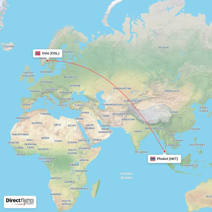HKT - OSL route map