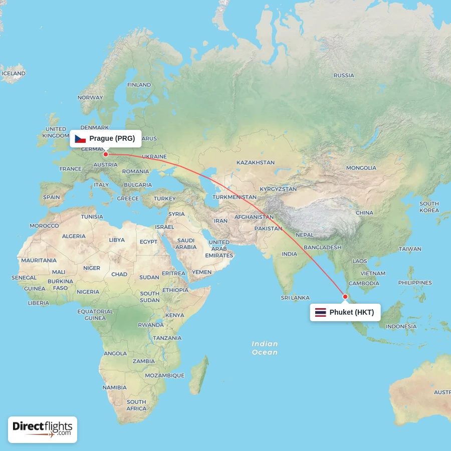HKT - PRG route map