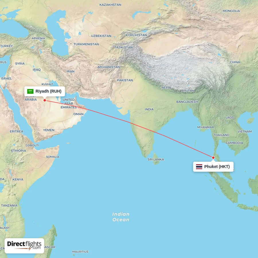 HKT - RUH route map