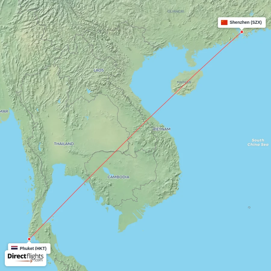HKT - SZX route map