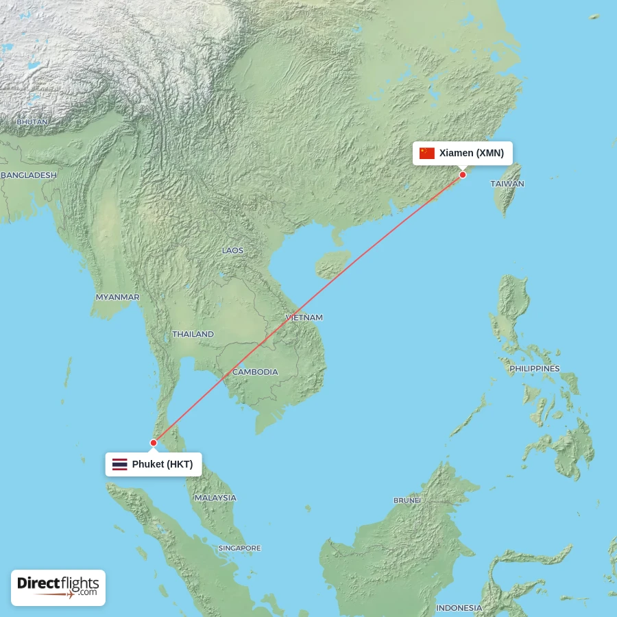 HKT - XMN route map