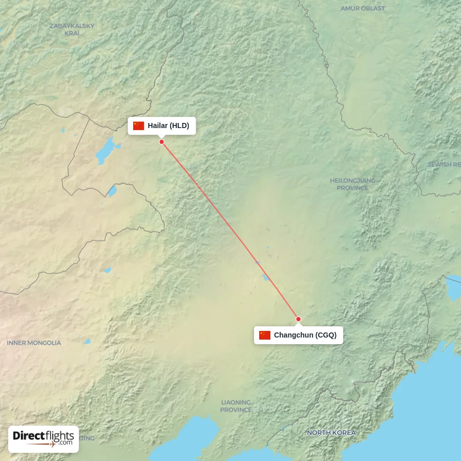 HLD - CGQ route map
