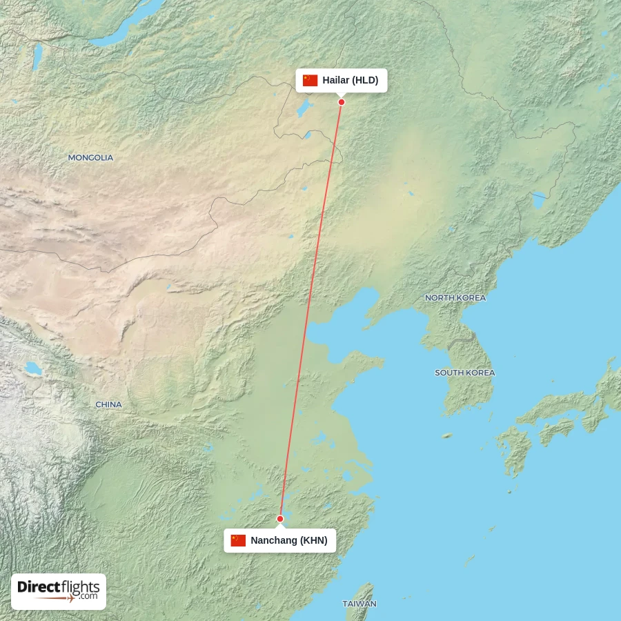 HLD - KHN route map