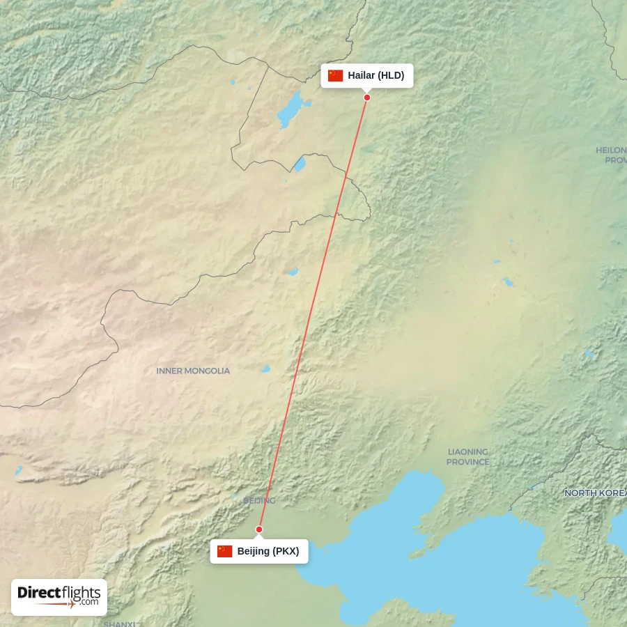 HLD - PKX route map
