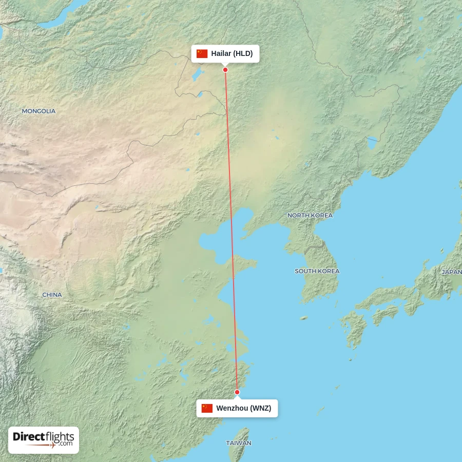 HLD - WNZ route map