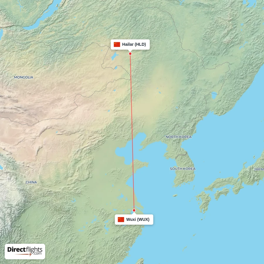 HLD - WUX route map