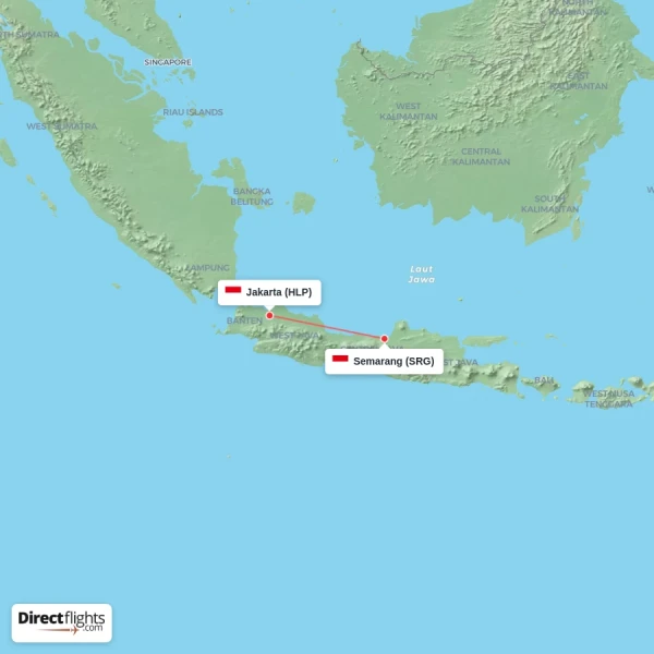 Jakarta - Semarang direct flight map