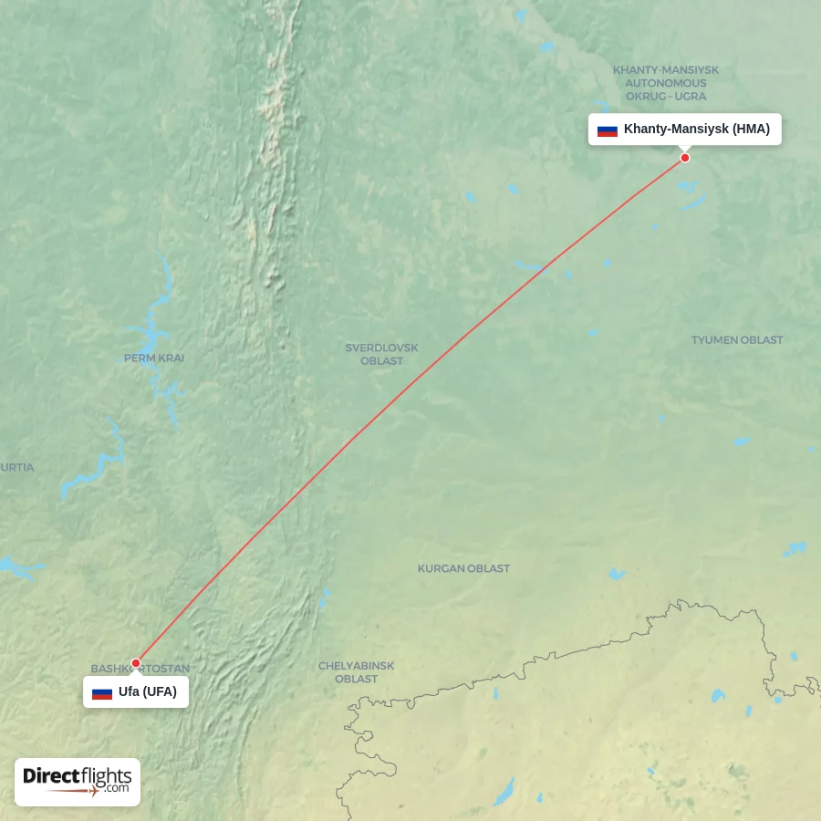 HMA - UFA route map
