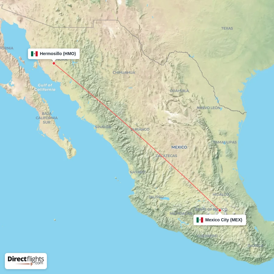HMO - MEX route map