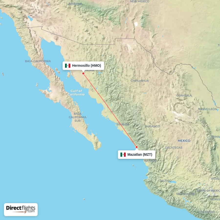 HMO - MZT route map
