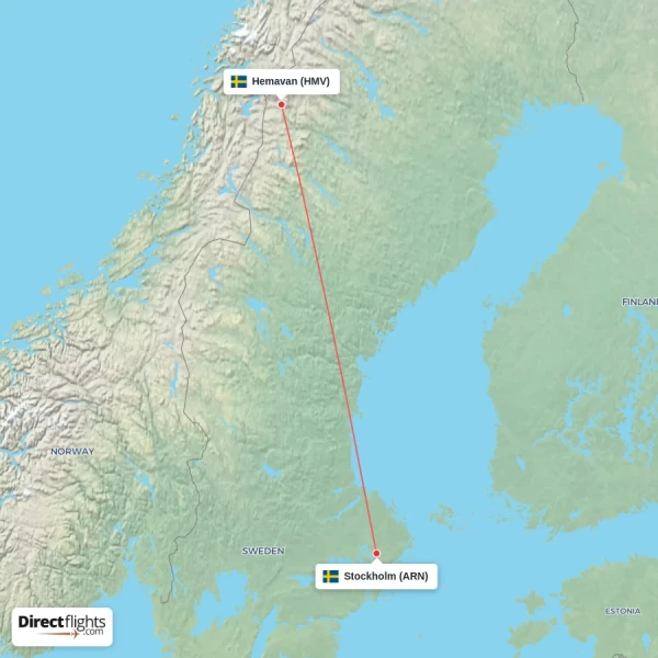 Hemavan - Stockholm direct flight map