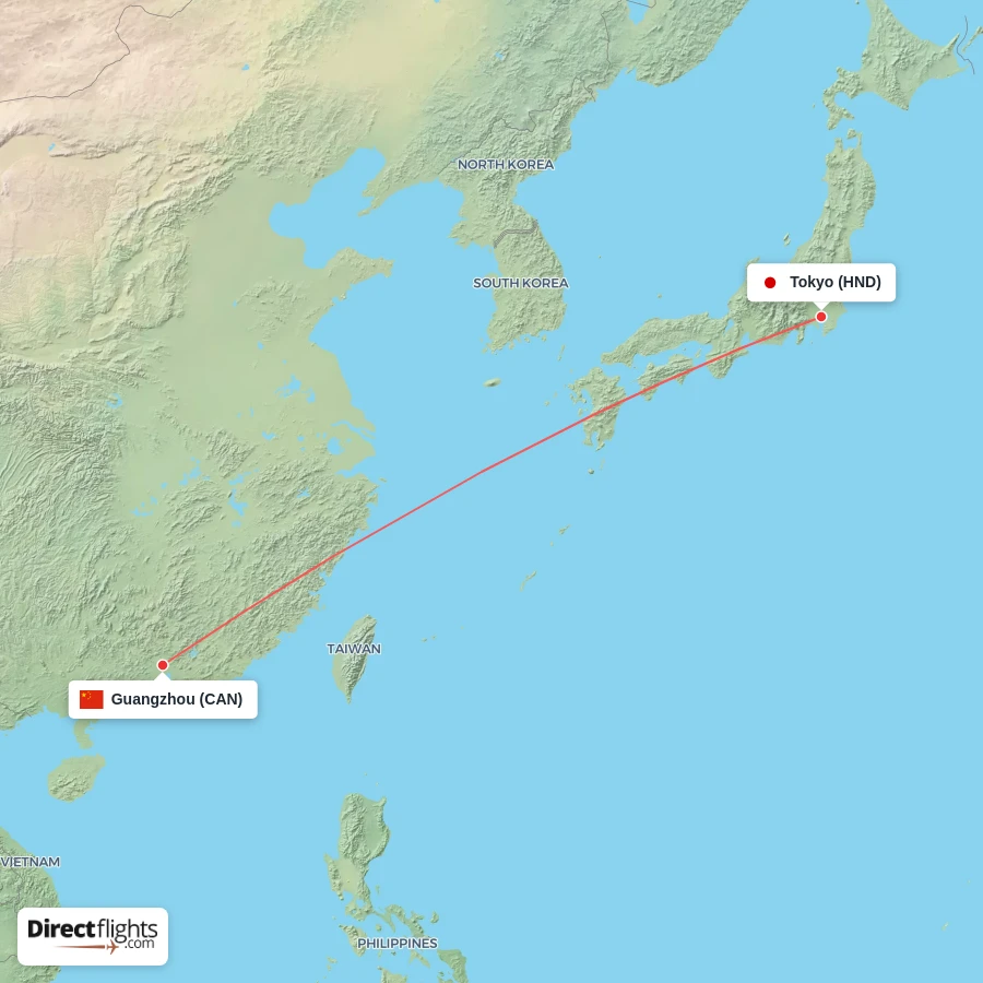 HND - CAN route map