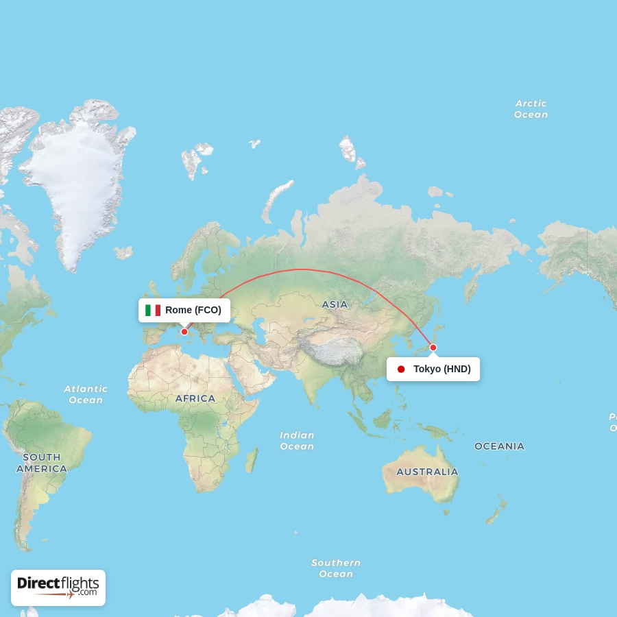 HND - FCO route map