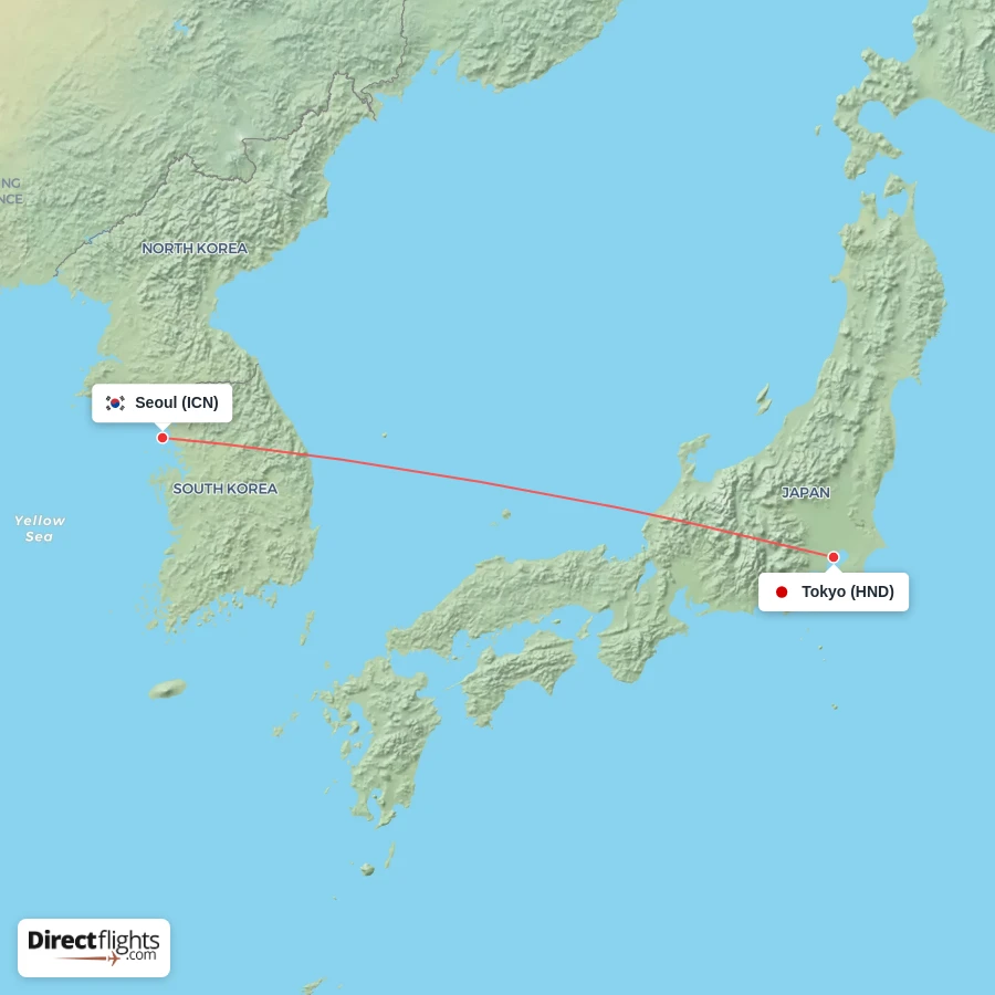HND - ICN route map