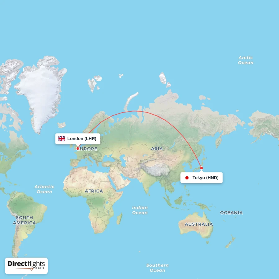 HND - LHR route map