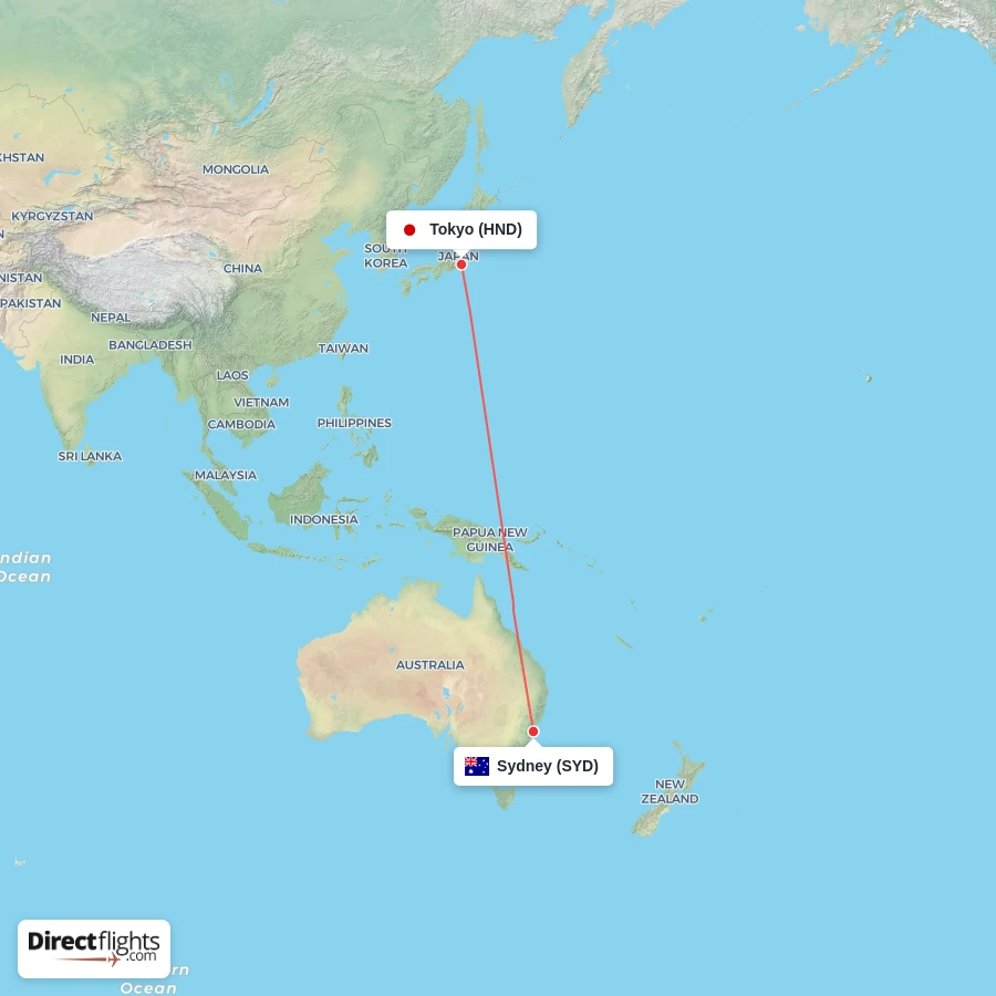 HND - SYD route map