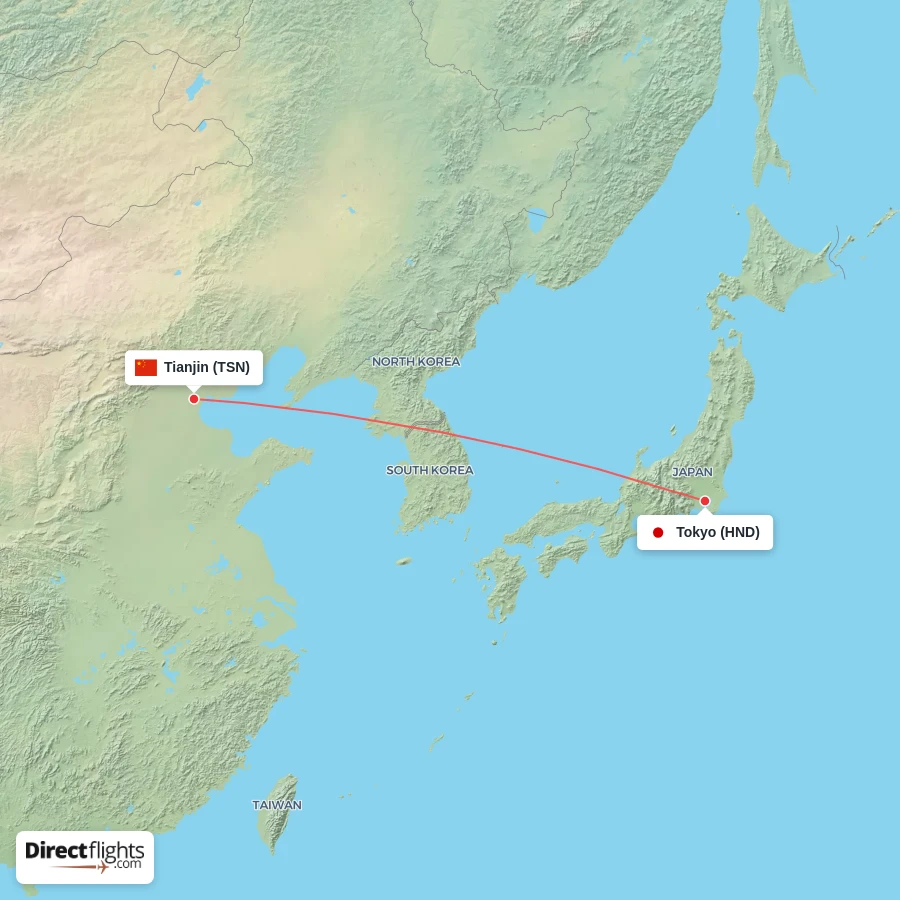 HND - TSN route map