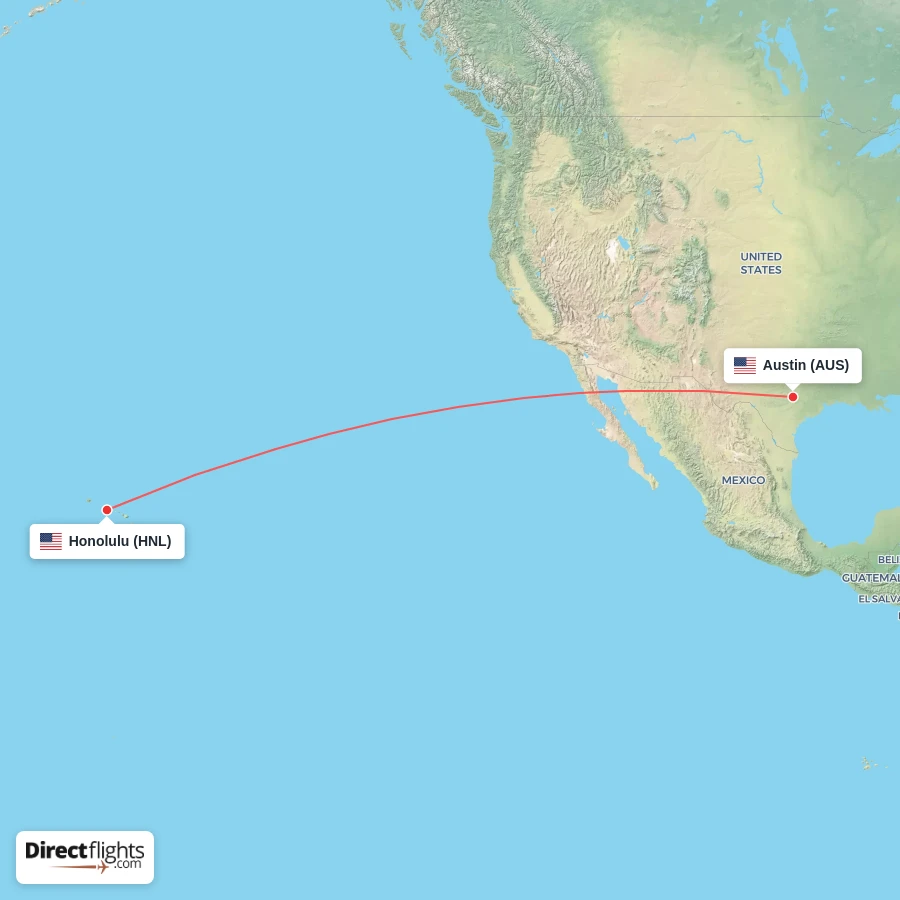 HNL - AUS route map