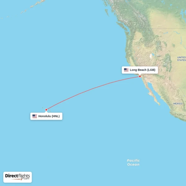 Honolulu - Long Beach direct flight map