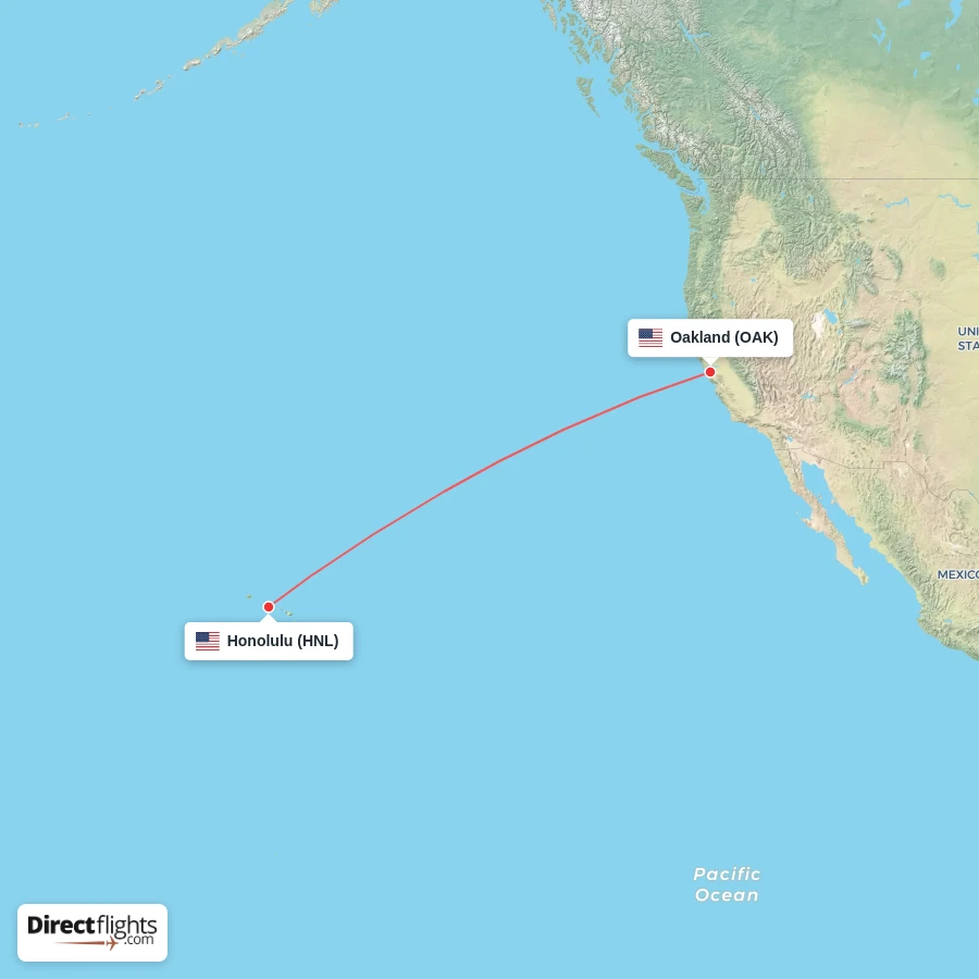 HNL - OAK route map