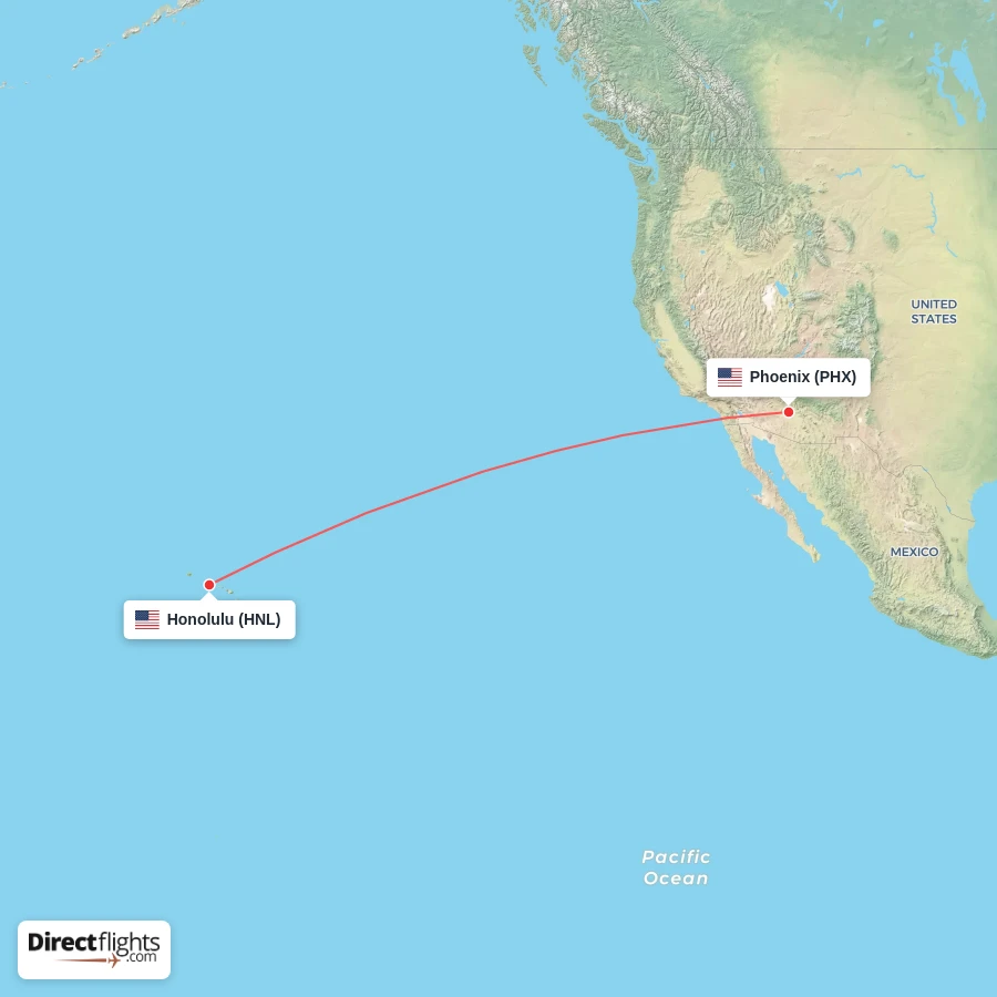 HNL - PHX route map