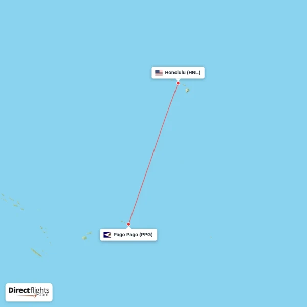 Honolulu - Pago Pago direct flight map