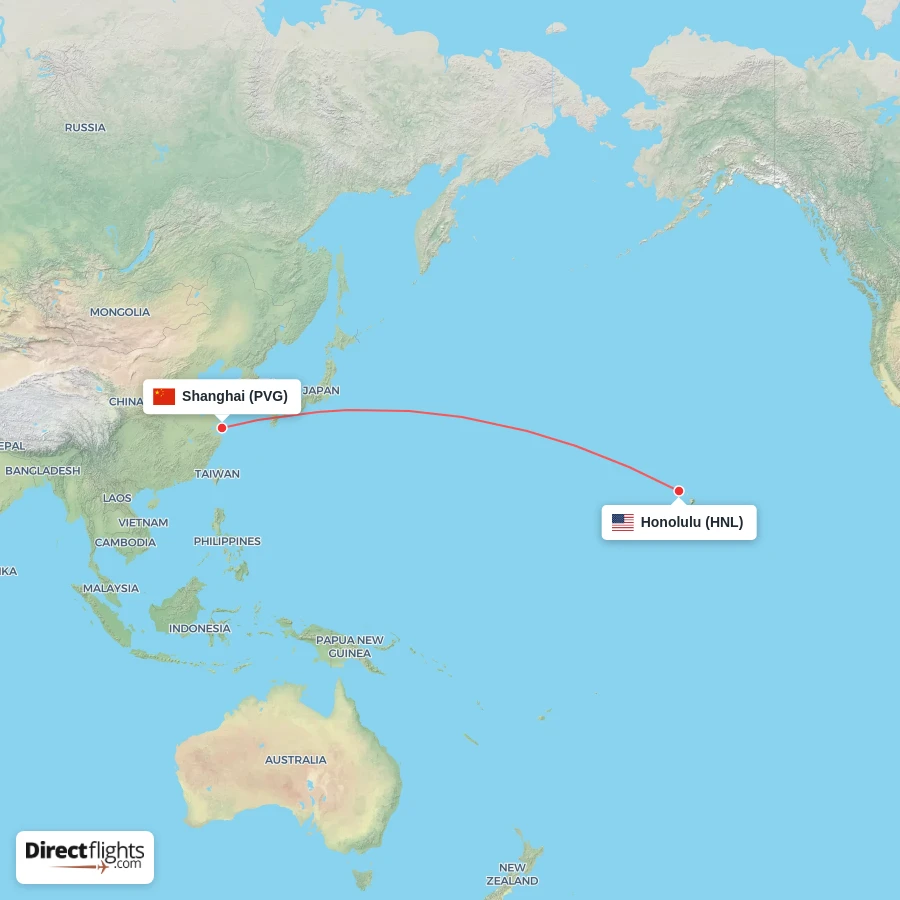 HNL - PVG route map