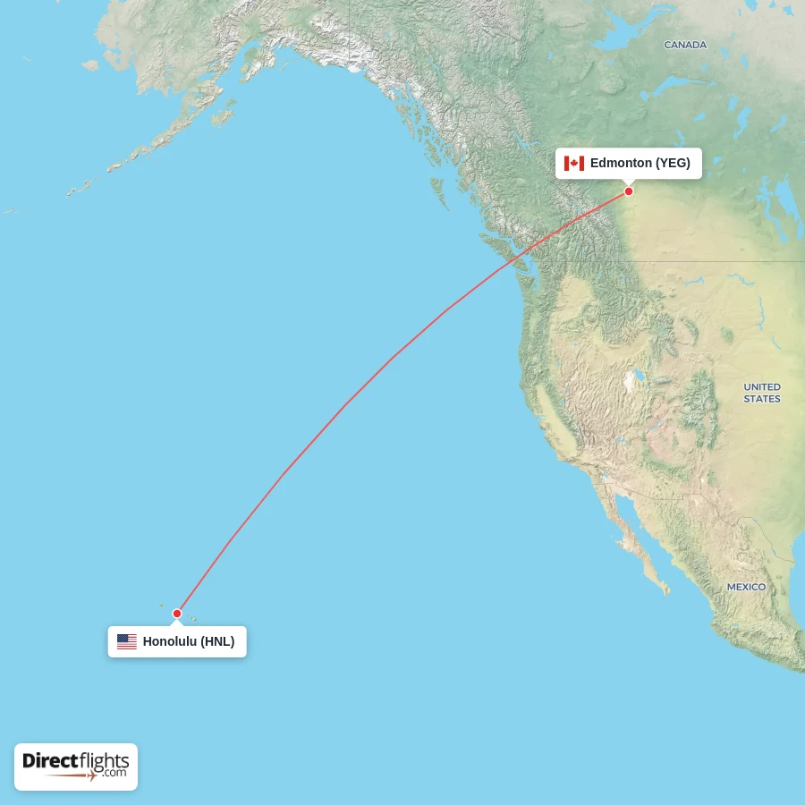 HNL - YEG route map