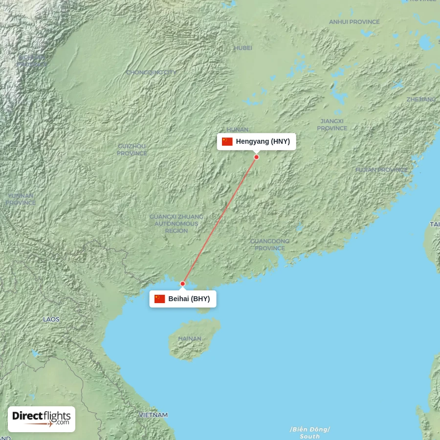 HNY - BHY route map