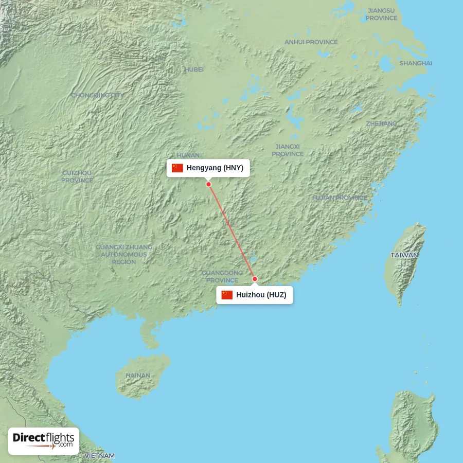 HNY - HUZ route map