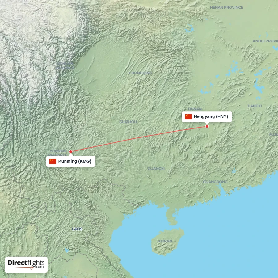HNY - KMG route map