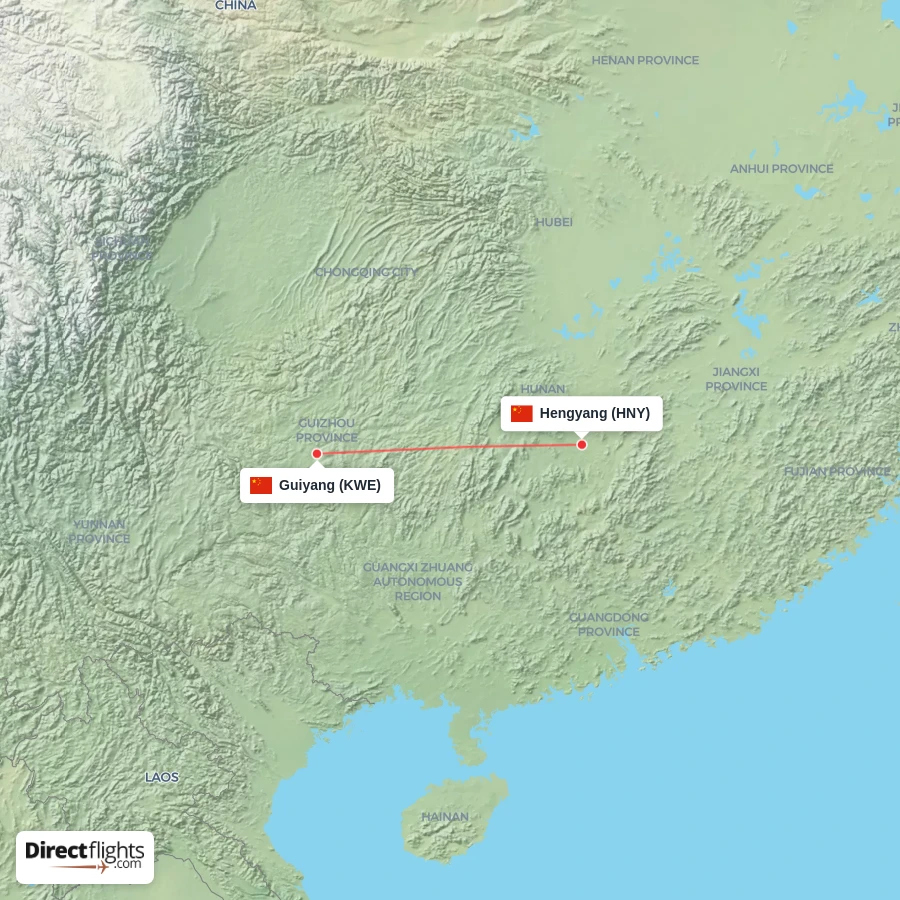 HNY - KWE route map