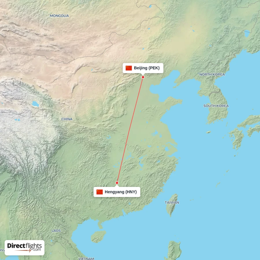 HNY - PEK route map