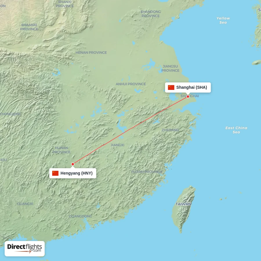 HNY - SHA route map