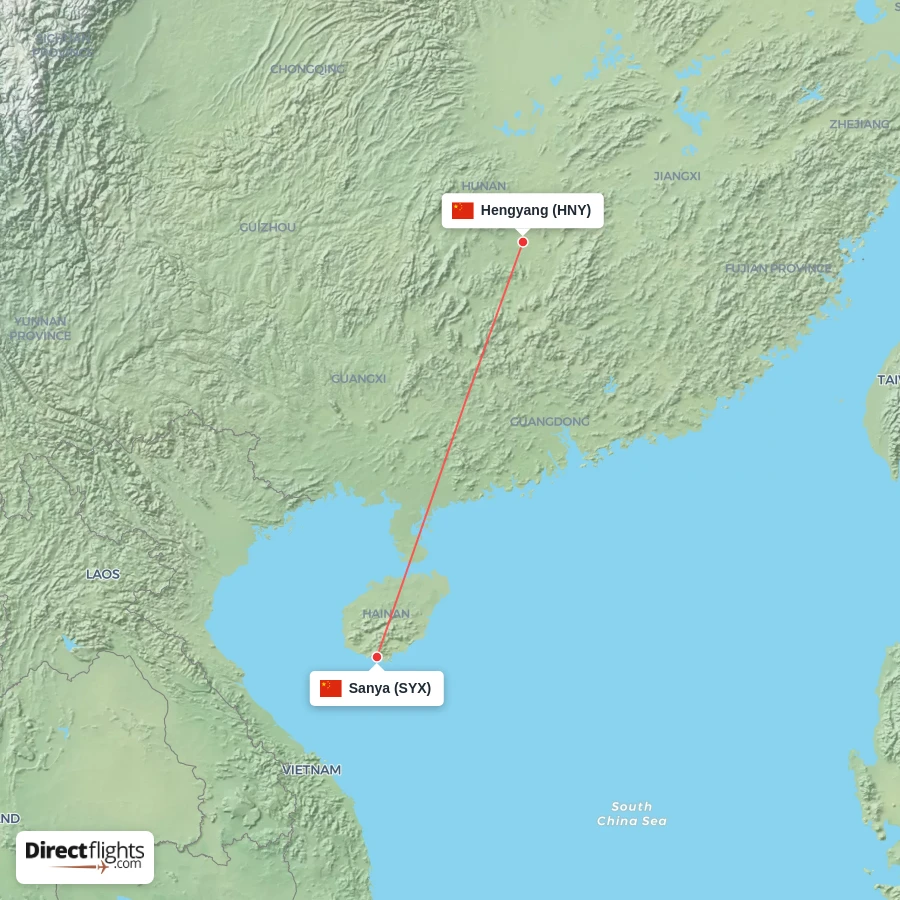 HNY - SYX route map