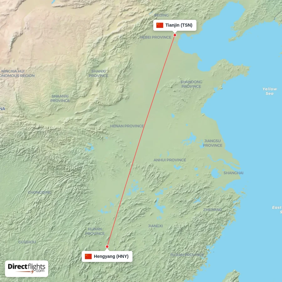 HNY - TSN route map