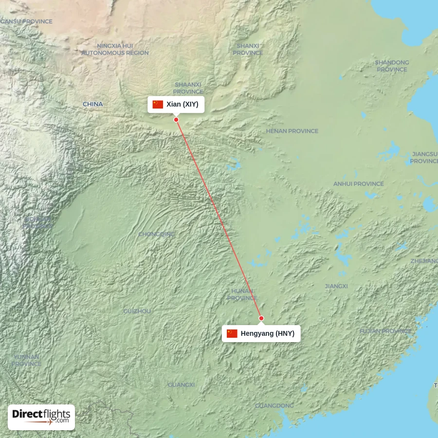 HNY - XIY route map