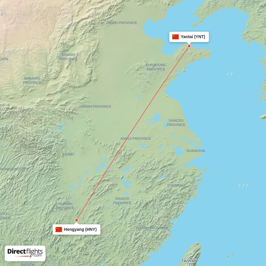 HNY - YNT route map