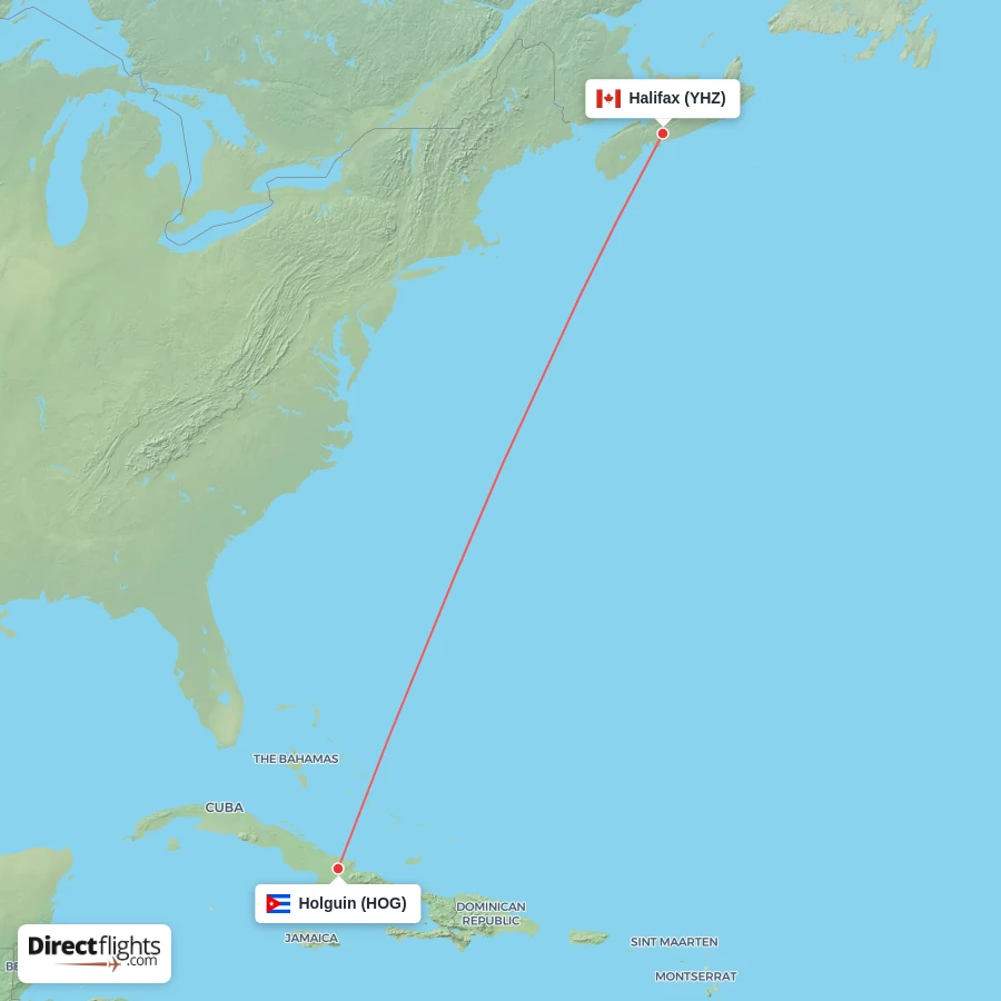 HOG - YHZ route map