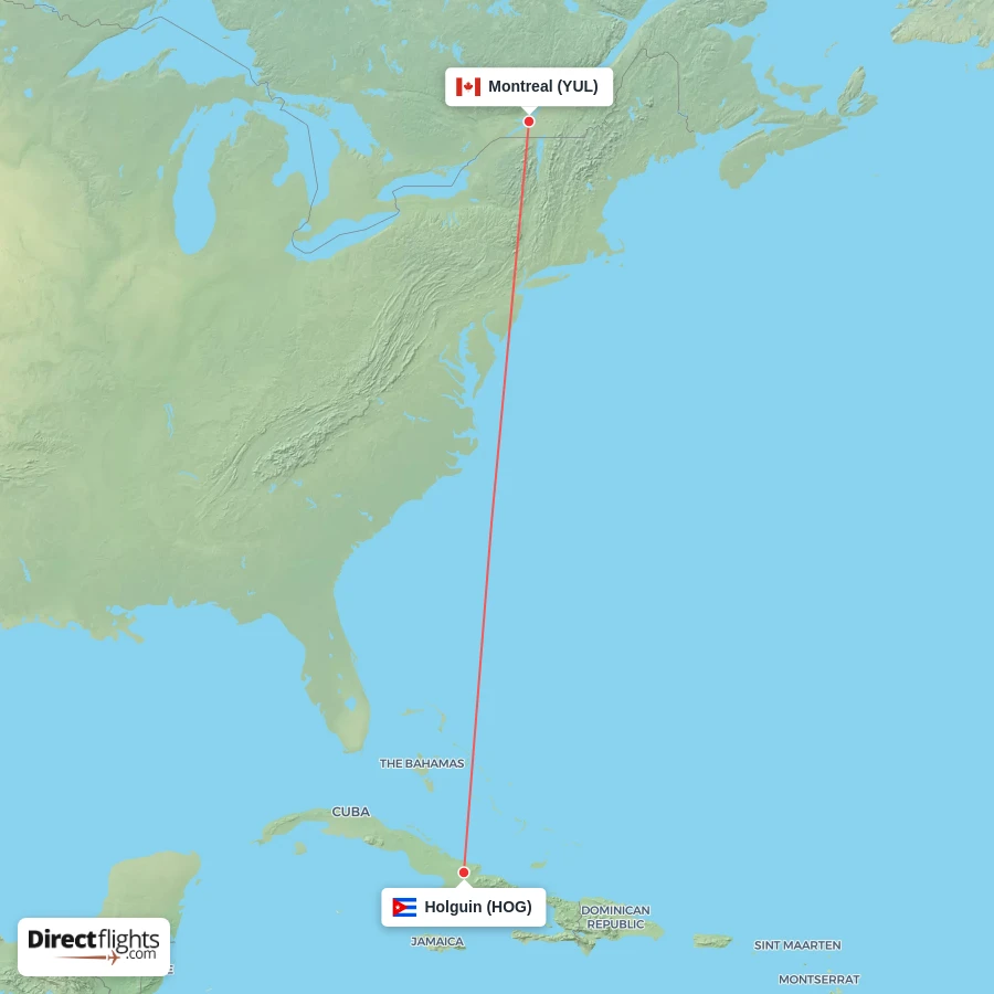 HOG - YUL route map