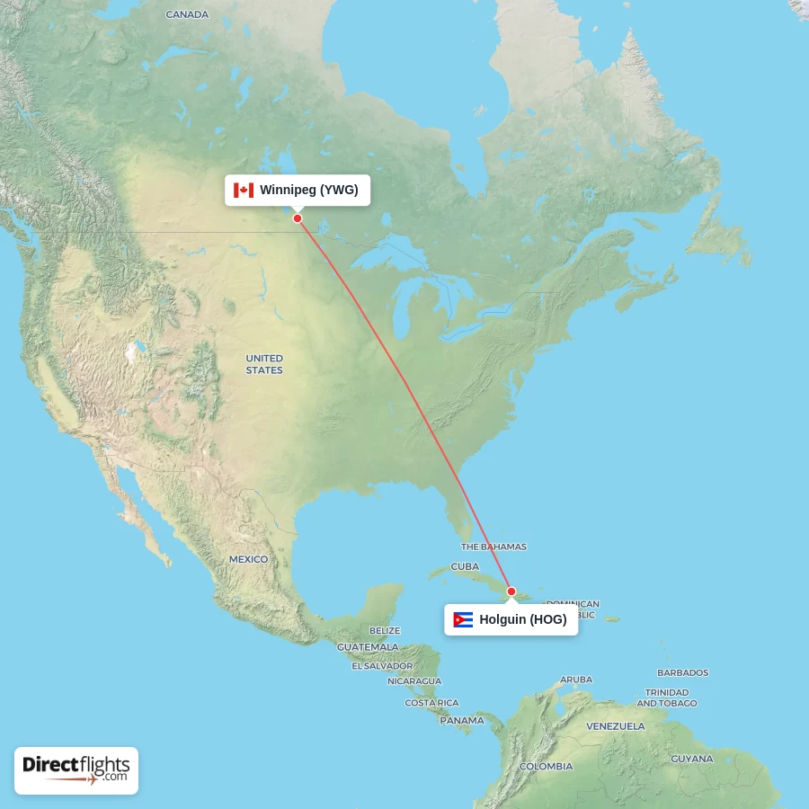 HOG - YWG route map