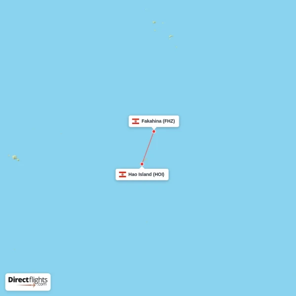 Hao Island - Fakahina direct flight map