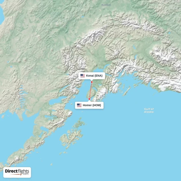 Homer - Kenai direct flight map
