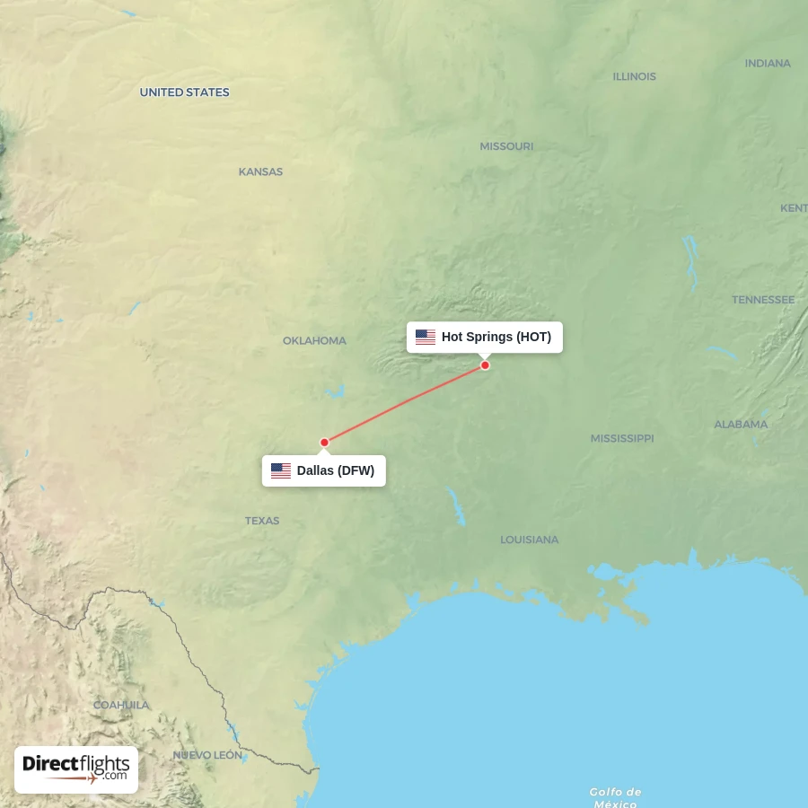 HOT - DFW route map