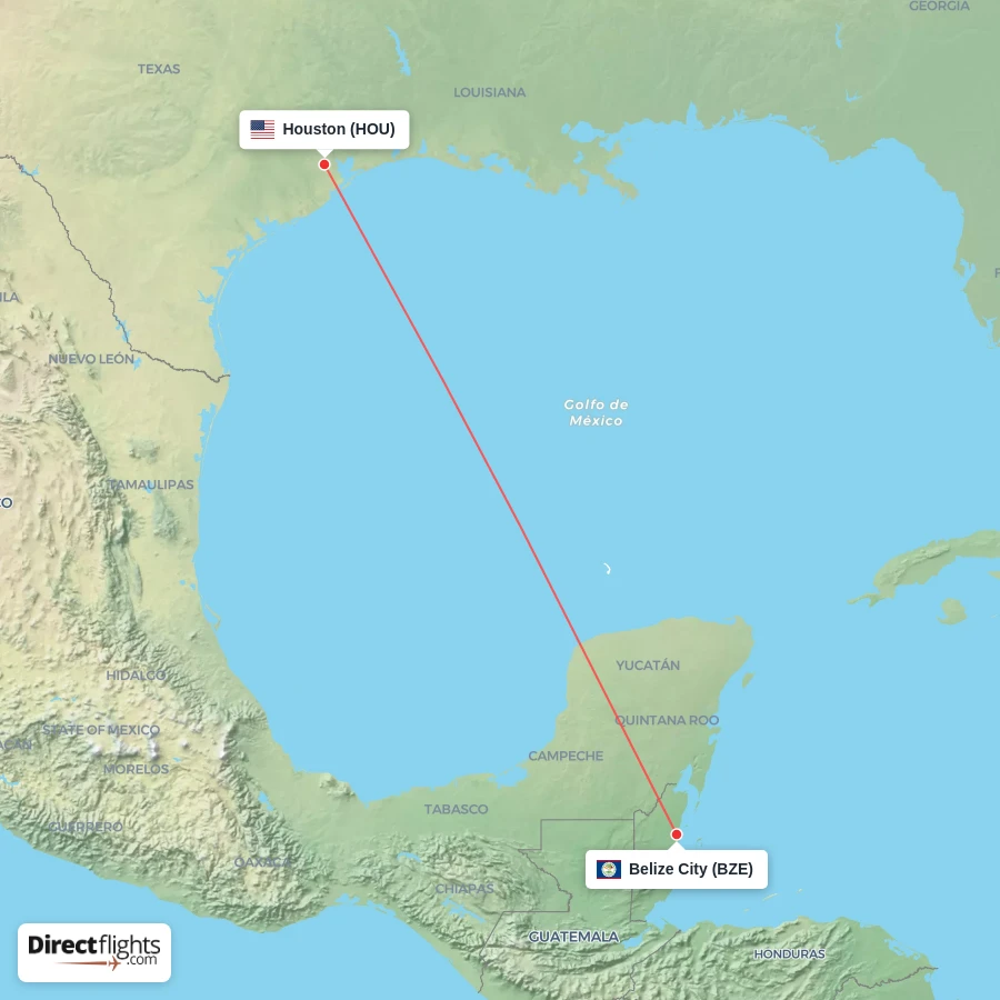 HOU - BZE route map