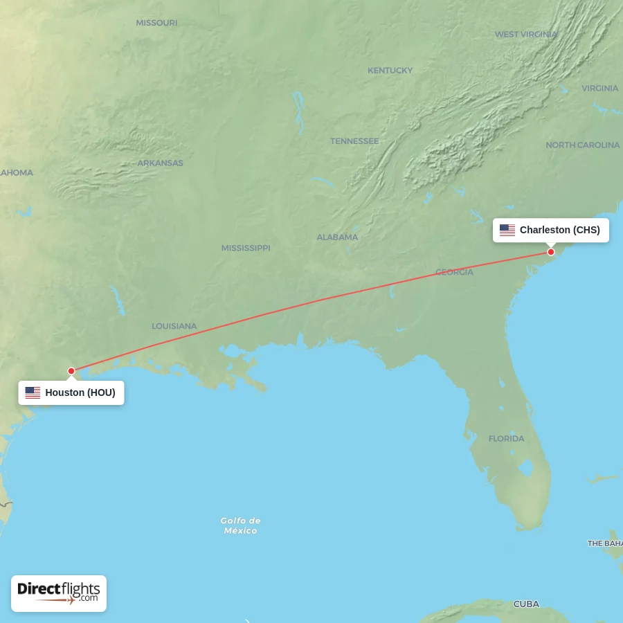 HOU - CHS route map