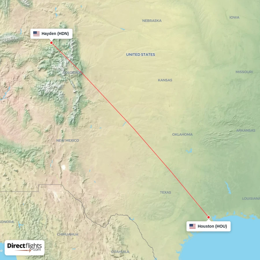 HOU - HDN route map